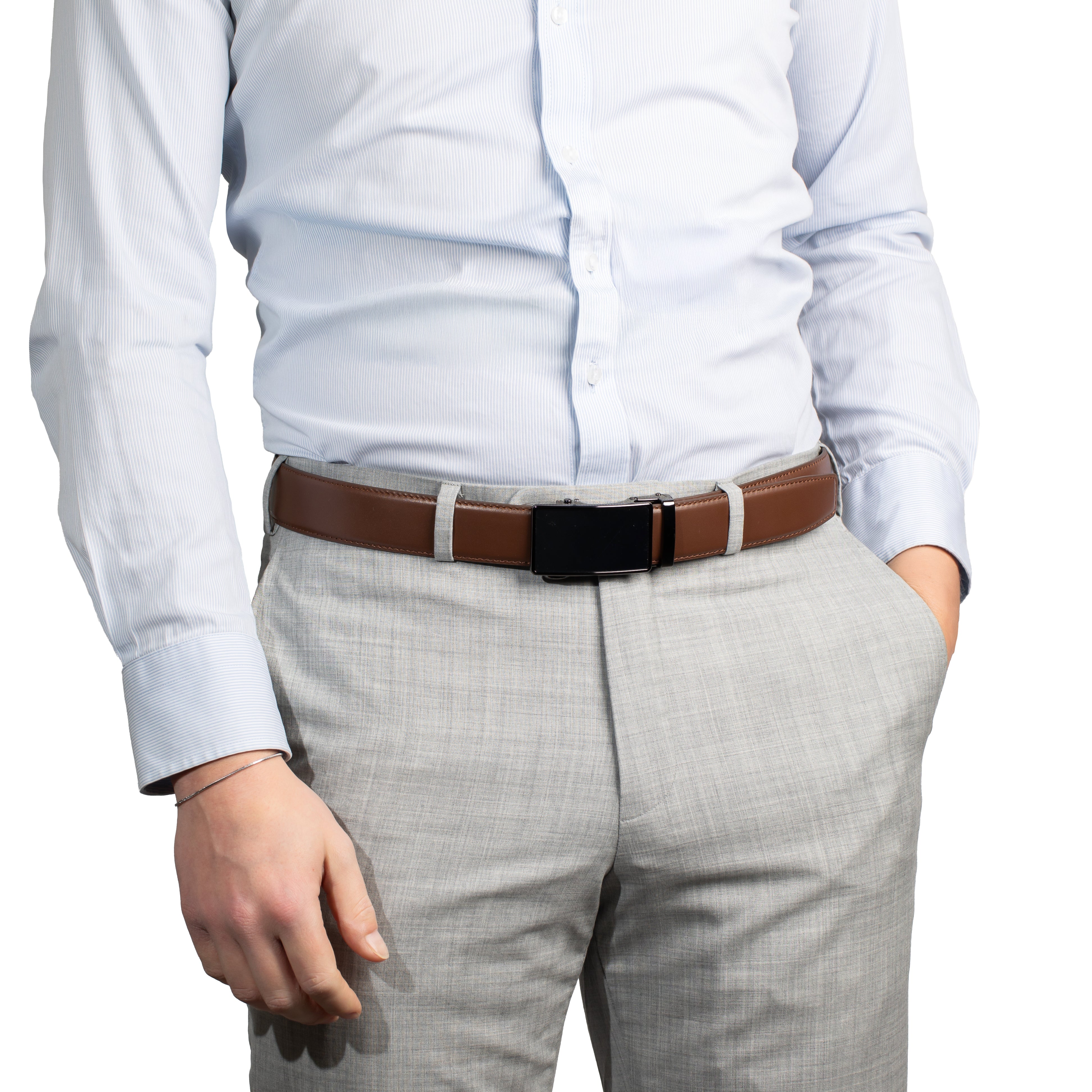 Brown Leather Belt with black Buckle